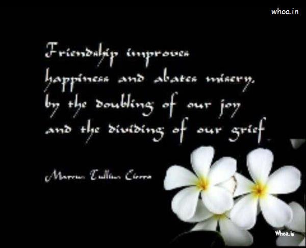 Happy Friendship Day Quote Dark Wallpaper With White Flowers