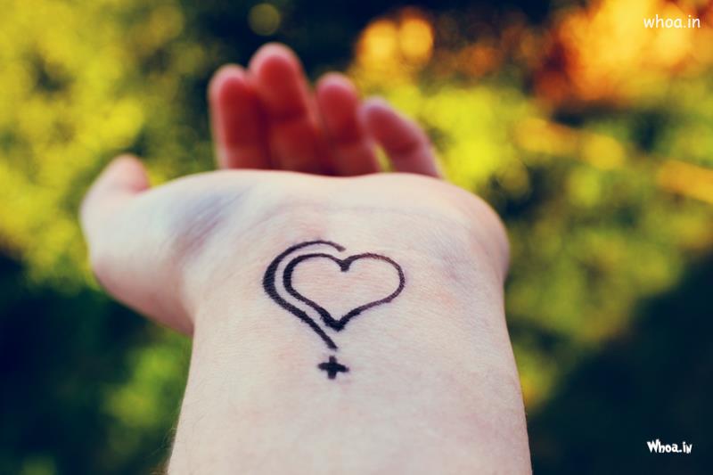 Love Heart Tattoo In Hand Show Up Photo Shoot