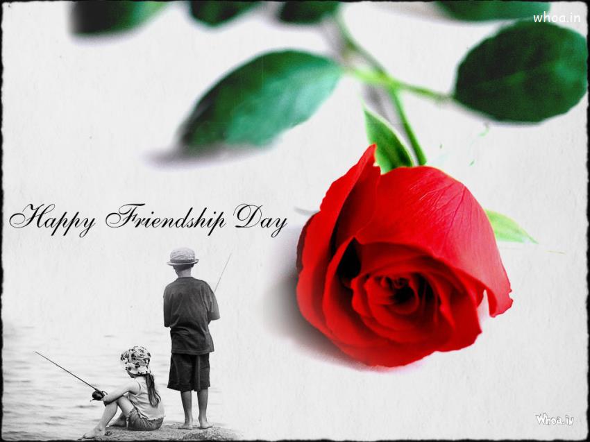Friendship Day Greetings Red Rose Wallpaper