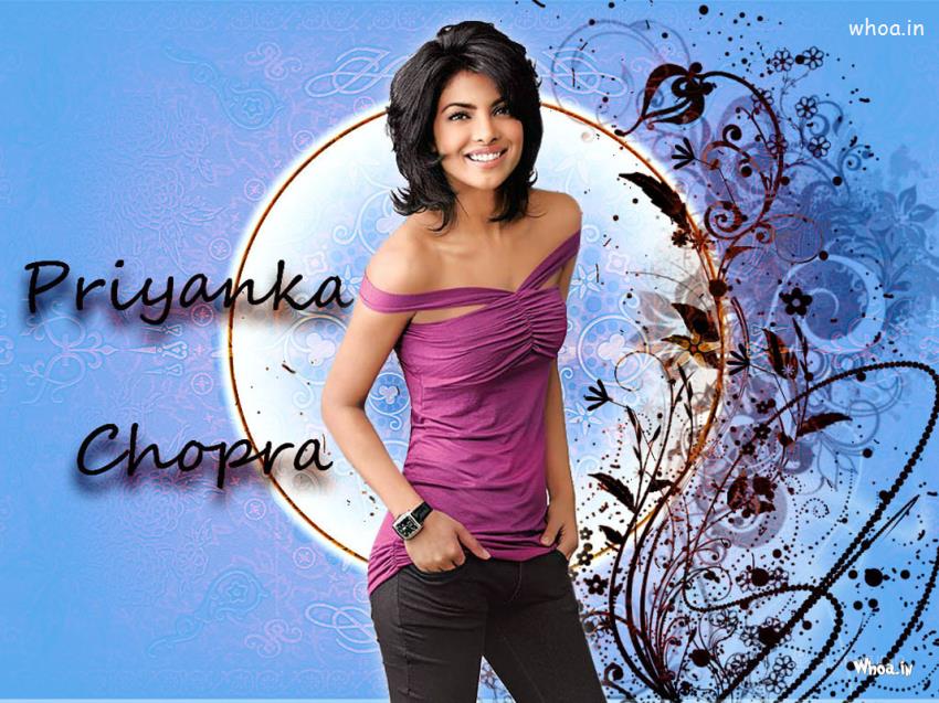 Priyanka Chopra Blue Background Close Up Face Hd Wallpaper
