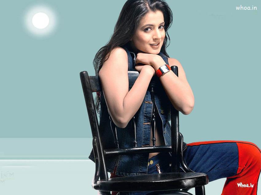 Amisha Patel Sitting On A Chair Close Up Hd Wallpaper