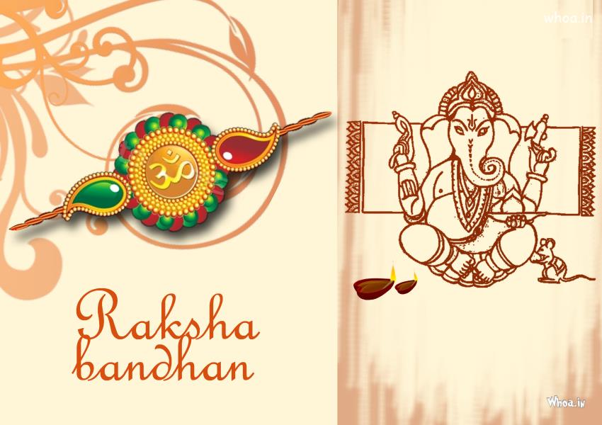 Happy Raksha Bandhan Greetings With Lord Ganesha Wallpaper 2013