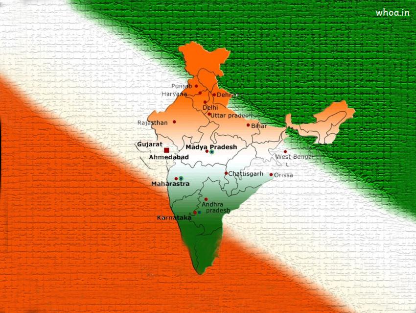 Indian Flag In India Map Wallpaper