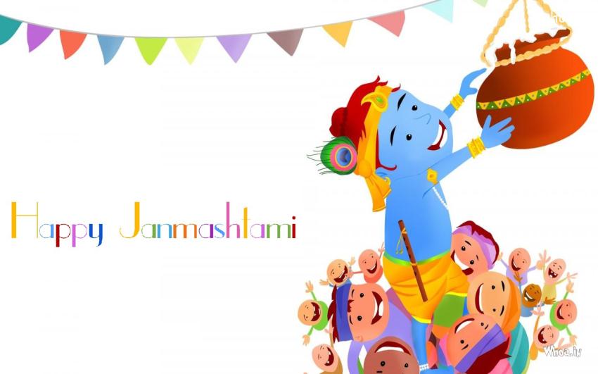 Happy Janmashtami Cartoon Wallpaper