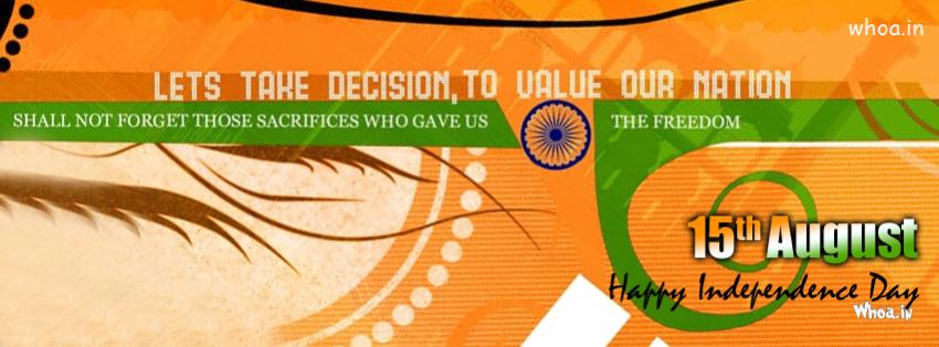 Indian Independence Day 15Th August Quote Facebook Cover
