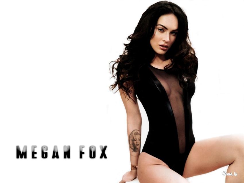 Megan Fox In Black Dress Sizzling Wallpaper