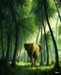 Natural illustration art image of an elephant