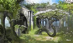 concept art of natural antic building