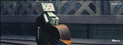 danbo robot sitting on a violin fb cover