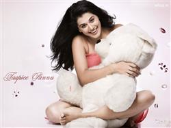 tapasi pannu close up photoshoot with teddy bear at her home