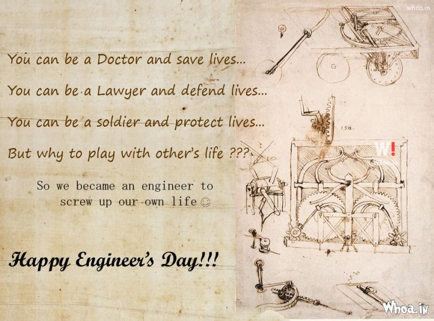 Happy Engineering Day Painting And Quotes