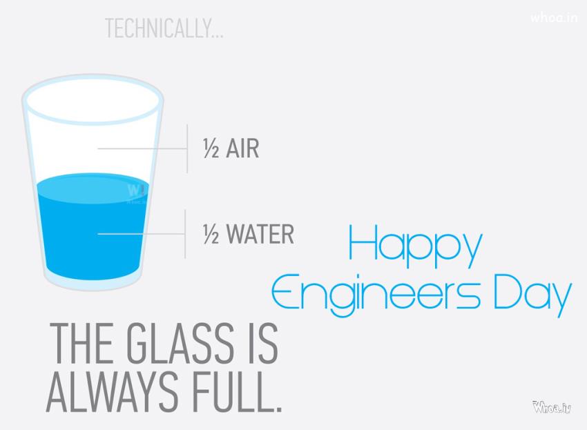 Happy Engineers Day With Glass And Water Experiment
