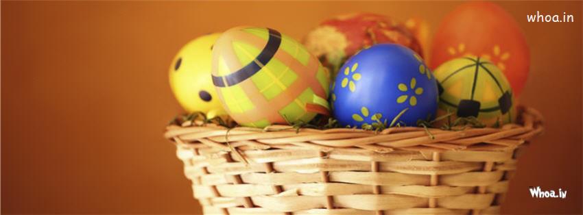 Colorful Easter Eggs In Basket Fb Cover