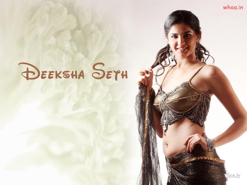 Deeksha Seth In Hot Golden Dress And Show Her Navel