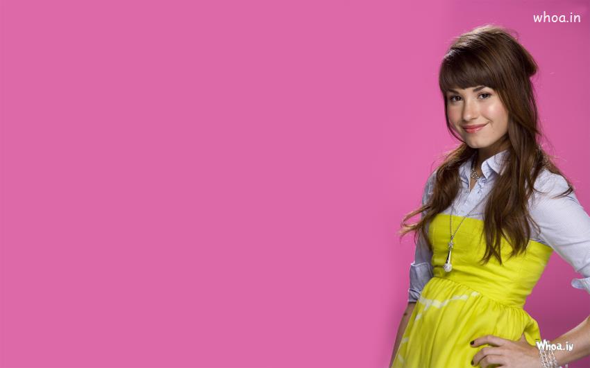 Demi Lovato Barbie Girl In Pink Background Wallpaper