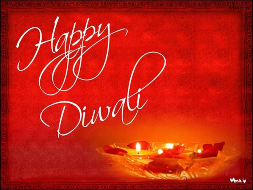 Happy Diwali Greetings Card Red Hd Wallpaper