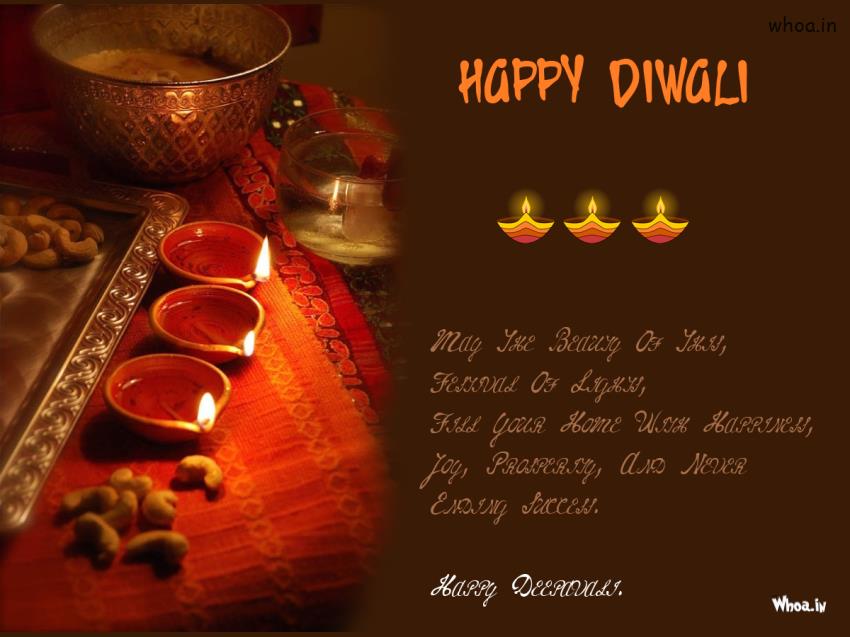 Happy Diwali Greetings With And Dry Foods