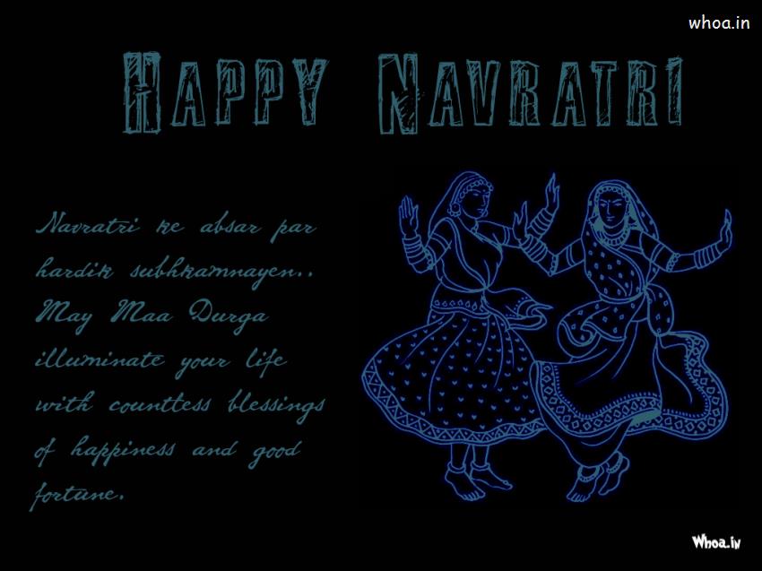 Happy Navratri Dark Paper Art Hd Wallpaper