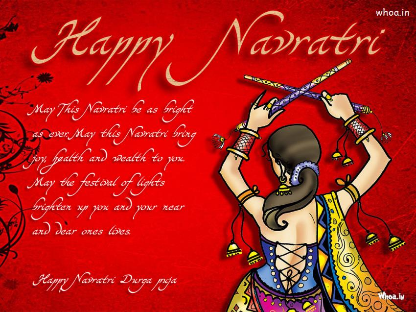 Happy Navratri Red Hd Wallpaper With Quotes