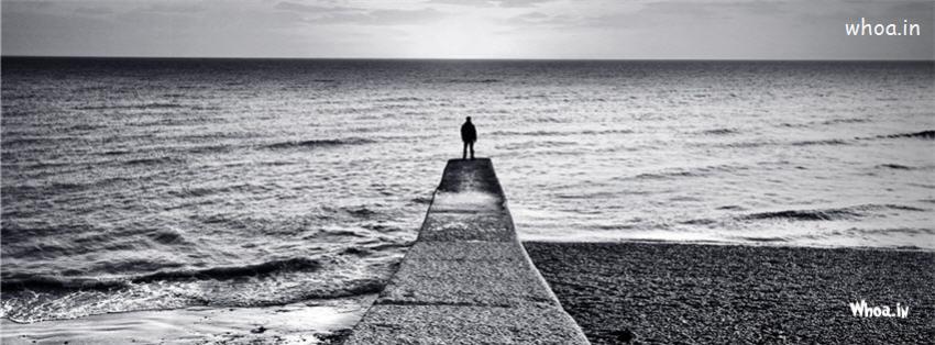 Lonely Men On A Beach Black And White Fb Cover