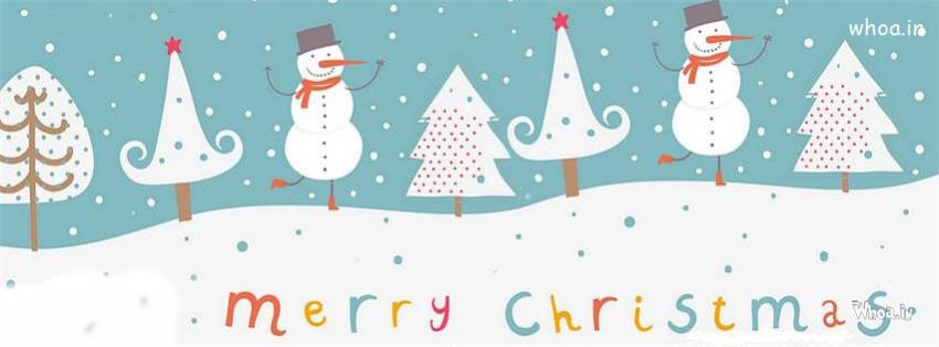 Merry Christmas Snowman Cartoon Fb Cover