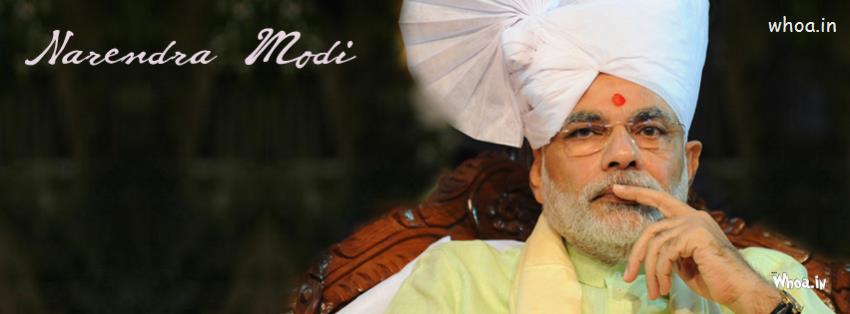 Narendra Modi Thinking In White Turban Fb Cover