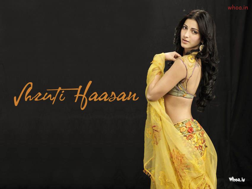 Shruti Hassan In Yellow Backless Saree