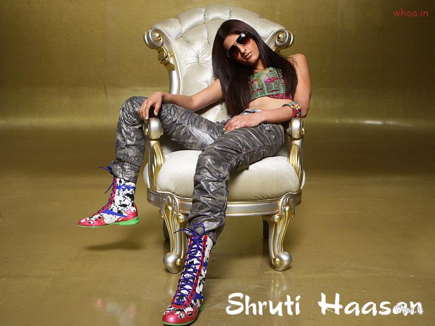 Shruti Hassan Sitting On A Chair With Sunglass