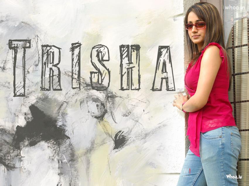 Trisha Krishnan In Blue Jeans And Pink T Shirt