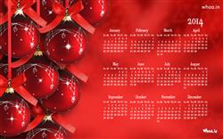 calendar 2014 red background and red 3d ball wallpaper