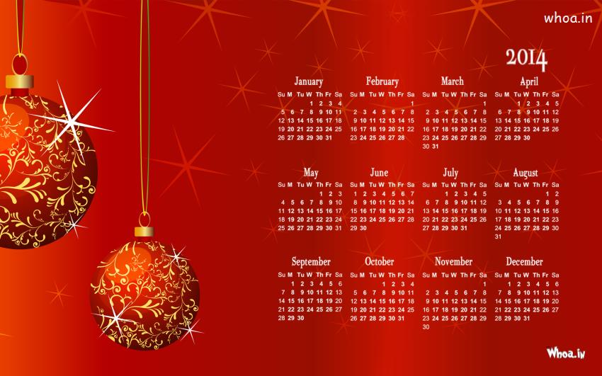 2014 Calendar Red Background Wallpaper