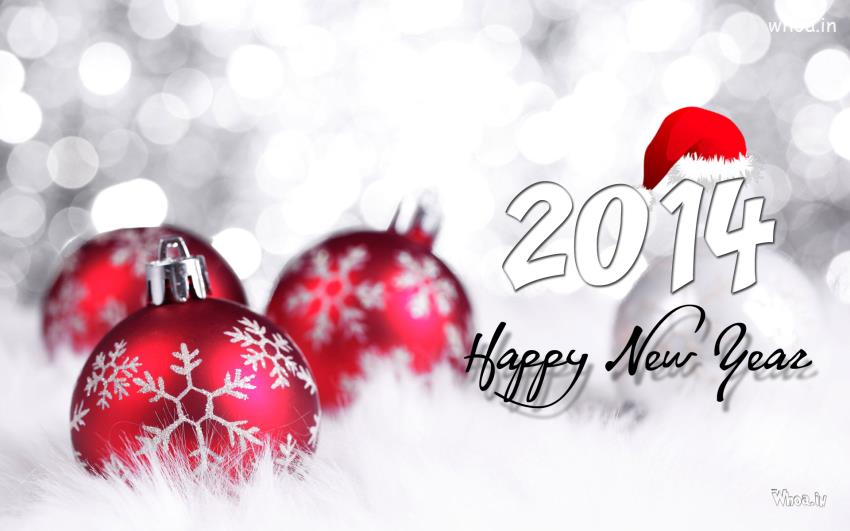 Happy New Year 2014 Wallpaper With Christmas Balls