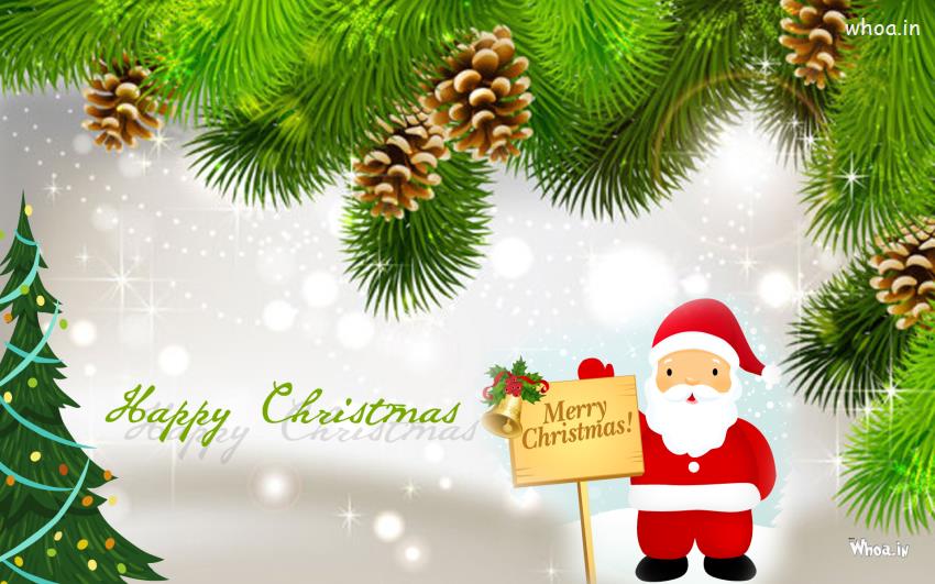 Merry Christmas Greeting Cards Santa Claus With Christmas Tree