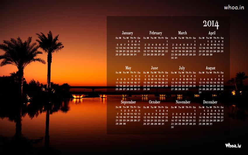 Calendar 2014 Natural Evening Wallpaper