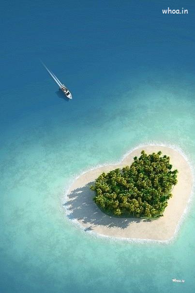 Criative Love Heart In Sea Water