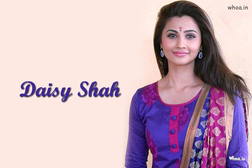 Daisy Shah In Simple Blue Dress Hd Wallpaper
