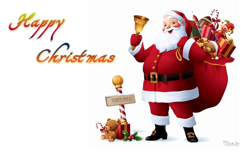 Happy Christmas Santa Claus With Gifts