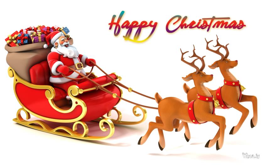 Merry Christmas Greetings With Santa Claus
