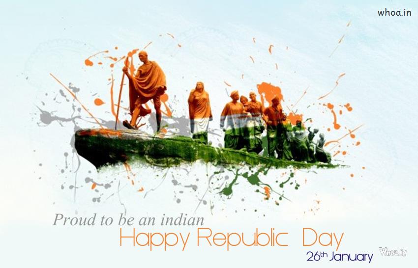 Proud To Be An Indian And Happy Republic Day Wallpaper With Freedom Fi