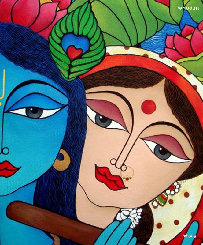 Radha And Krishna Paper Art Wallpaper