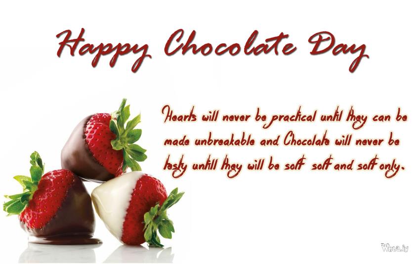 Happy Chocolate Day Greetings With Strawberry Chocolates