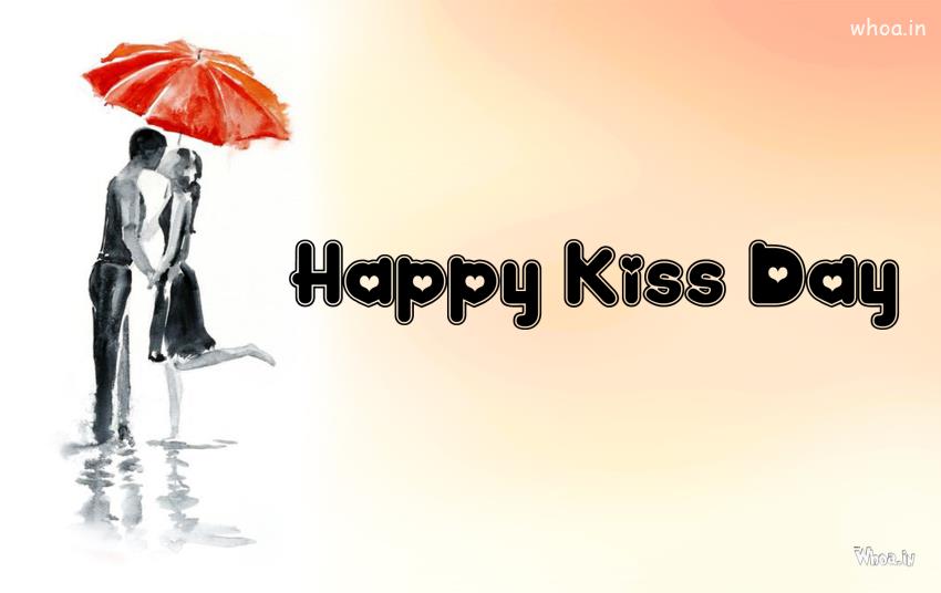 Happy Kiss Day Hand Painting Hd Wallpaper