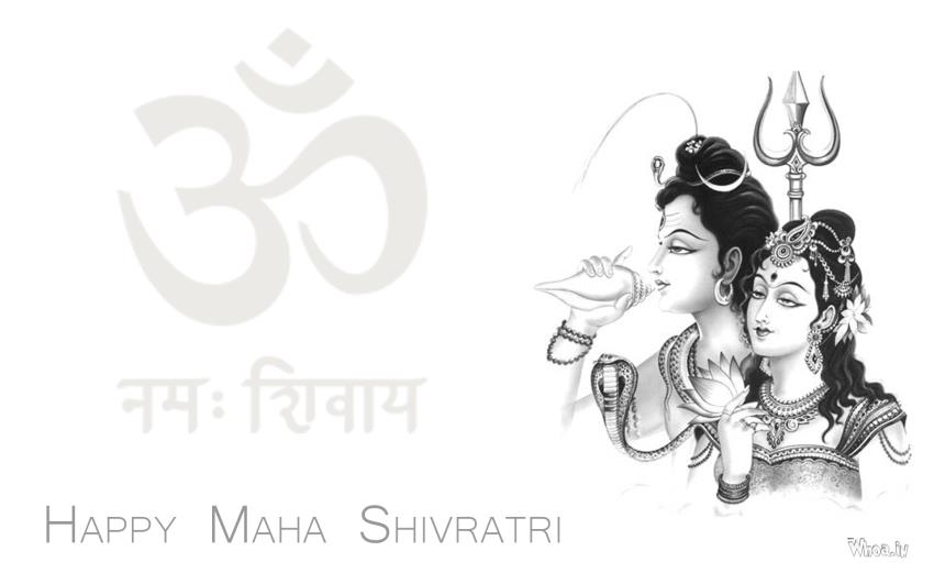 Happy Maha Shivratri Greetings With Lord Shiva And Parvati