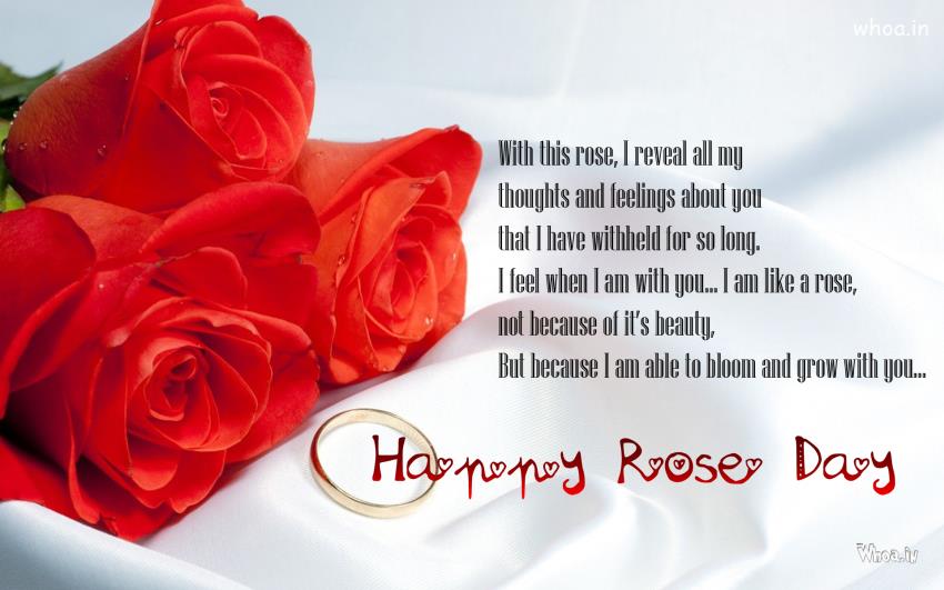 Happy Rose Day Hd Wallpaper With Red Rose And Ring