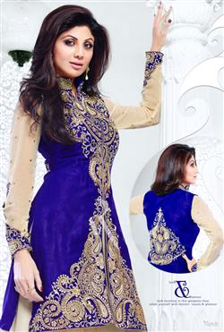 Shilpa Shetty Blue Traditional Dress HD Wallpaper  