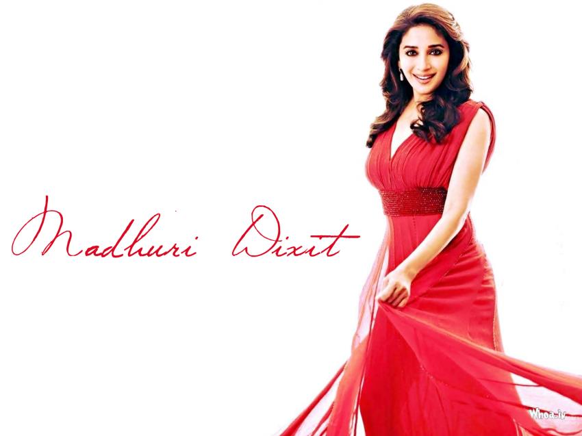 Beautiful Madhuri Dixit Poses In Red Outfit HD