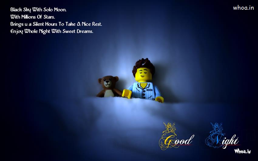 Good Night With Sleeping Toys With Good Night Quote