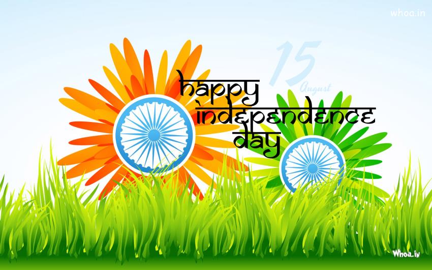 Happy Independence Day Wallpaper With Ashok Chakra
