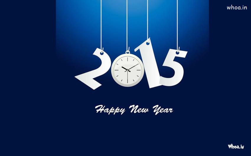 Happy New Year 2015 Wishes Greeting With Blue Background HD Wallpaper
