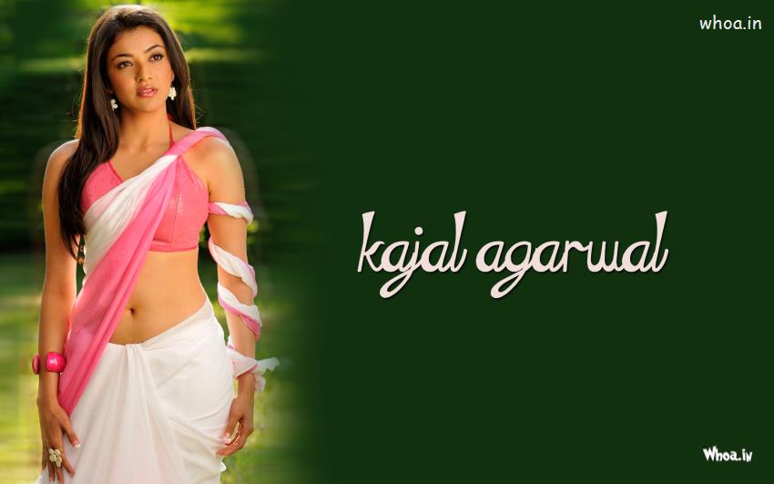 Hot Kajal Agarwal Sizzles In White And Pink Saree